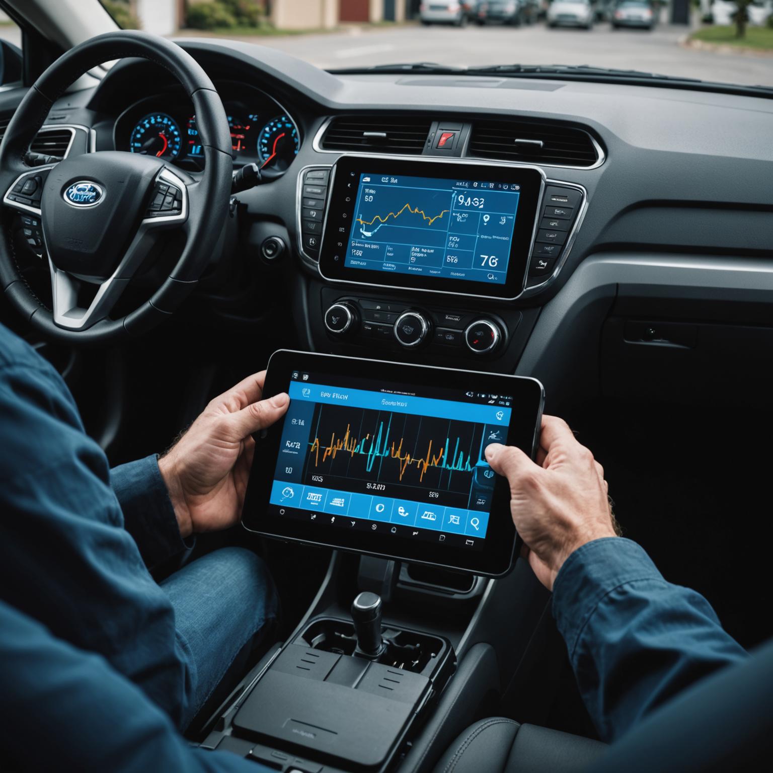 OBD diagnostic scanner connected to a car