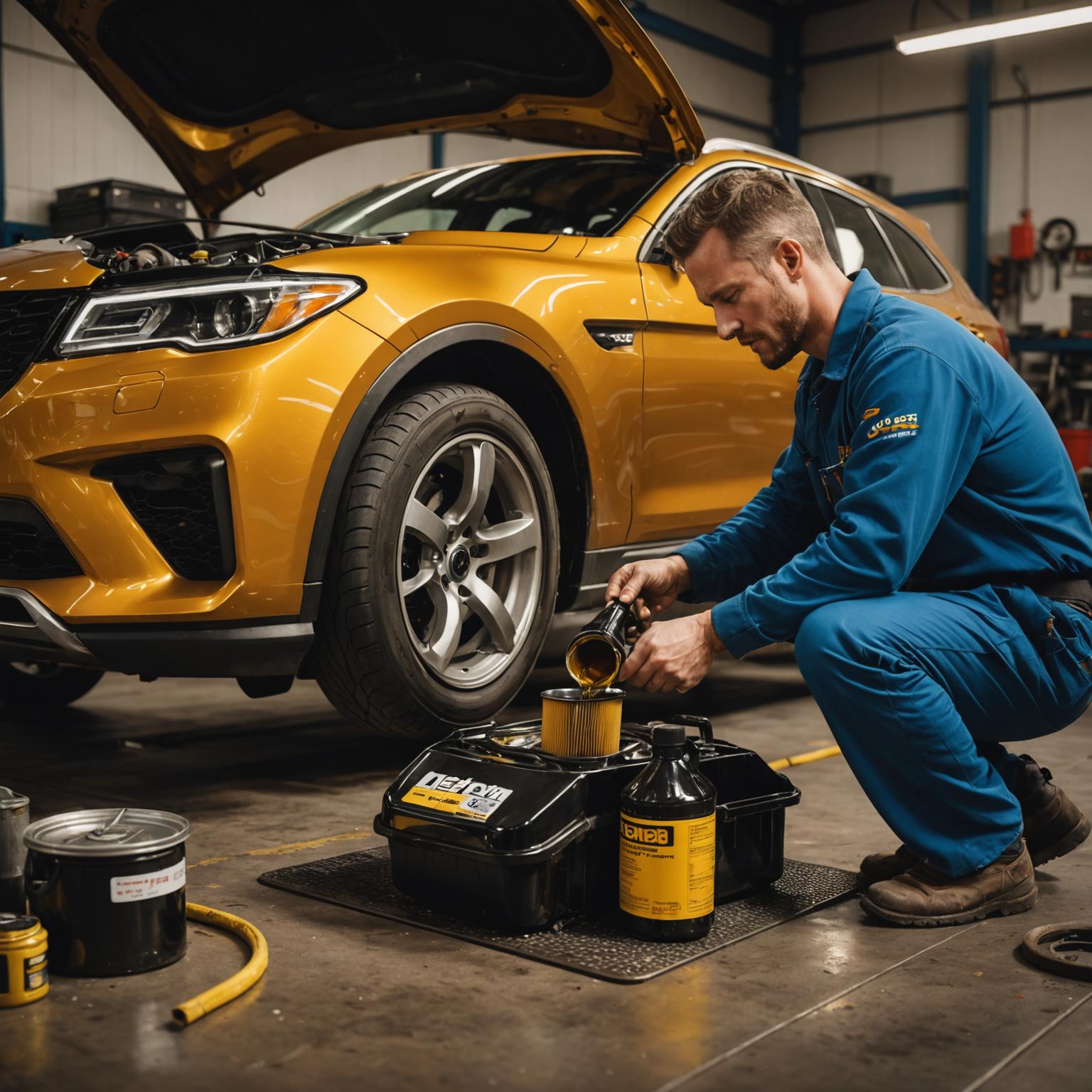 Engine oil being drained